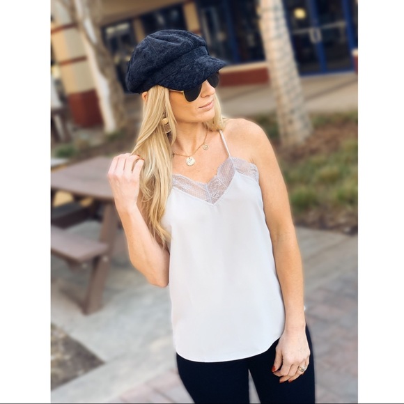 SLIP INTO THIS LACE CAMI SOLID TANK TOP-STONE - Picture 4 of 5